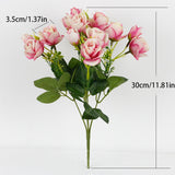 15 Heads Rose Artificial Flower Bunch For Wedding Bouquets Home Decorations Party Arrrangements