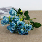 15 Heads Rose Artificial Flower Bunch For Wedding Bouquets Home Decorations Party Arrrangements