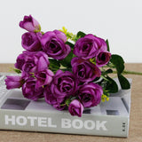 15 Heads Rose Artificial Flower Bunch For Wedding Bouquets Home Decorations Party Arrrangements