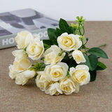 15 Heads Rose Artificial Flower Bunch For Wedding Bouquets Home Decorations Party Arrrangements