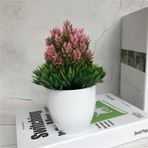 Artificial Flower Bushes Potted Flower Pots Plastic Fake Flowers Home Decorations Indoor Decors