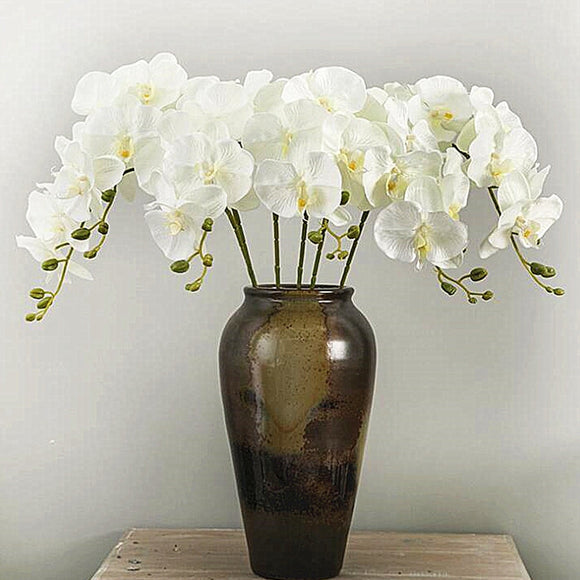 Artificial White Orchid Flowers High Quality Butterfly Moth Fake Flowers For Weddings and Home Decorations