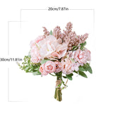 Artificial Flower Bouquet Hydrangea Roses Lavender With Leaves Silk Materials Fake Flowers For Parties Wedding Tables Home Decors