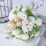 Artificial Flower Bouquet Hydrangea Roses Lavender With Leaves Silk Materials Fake Flowers For Parties Wedding Tables Home Decors