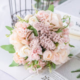 Artificial Flower Bouquet Hydrangea Roses Lavender With Leaves Silk Materials Fake Flowers For Parties Wedding Tables Home Decors