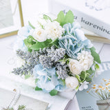 Artificial Flower Bouquet Hydrangea Roses Lavender With Leaves Silk Materials Fake Flowers For Parties Wedding Tables Home Decors