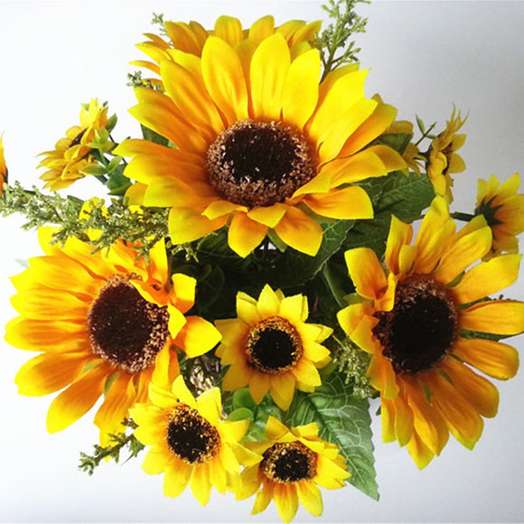 13 Heads Sunflower Artificial Yellow Flowers Best For Home Decors Artificial Flowers