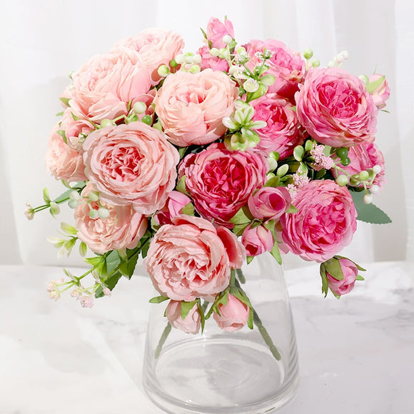 Peony Silk Artificial  Flowers For Home Wedding Party Decorations Living Room Table Decors Indoor Fake Flowers For Decorations