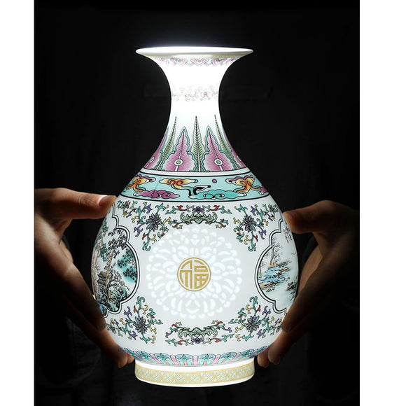 Pierced Porcelain Vase For Home Decorations Living Room Decors Chinese Pots For Interior Decors