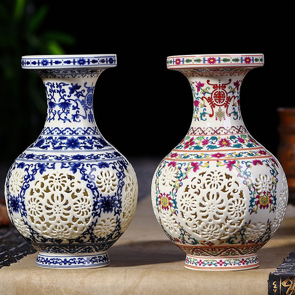 Ceramic Vase Chinese Pierced Vase For Home Decors Modern Interior Designing Pots and Vases