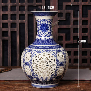 Pierced Ceramic Vase For Home Decors Living Room Decoration Porcelain Flower Vase