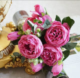 Artificial Peony Flower Bouquet Silk Material Artificial Flowers For Weddings and Parties Home Decors Fake Flowers